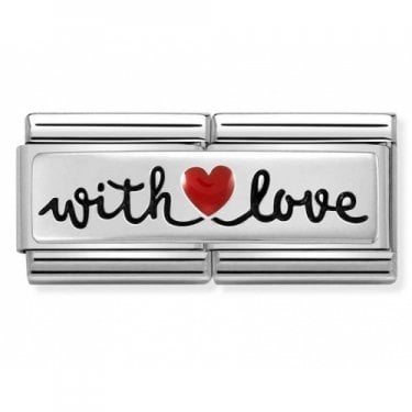 Nomination Double Link With Love with Red Heart Silver Shine Charm