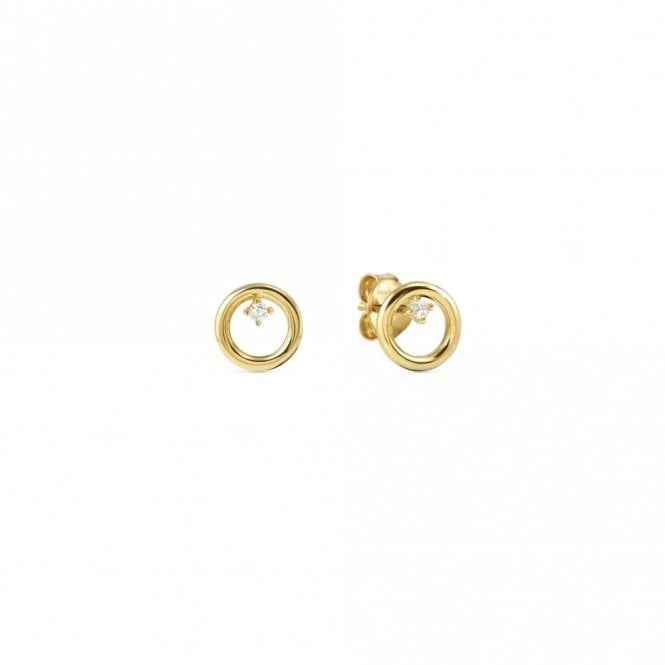 Nomination  Dreams Beats CZ Circle Yellow Gold Tone Stud Earrings