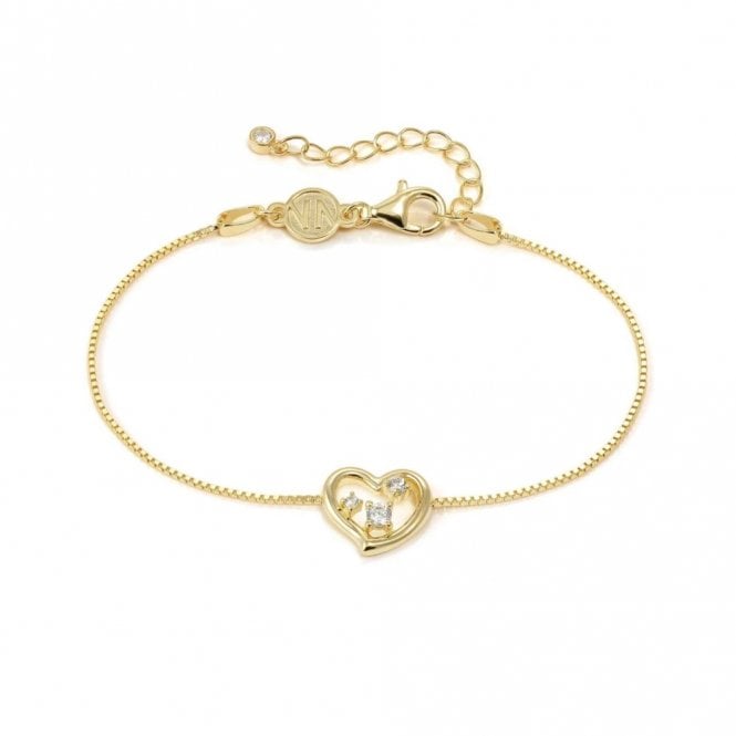 Nomination  Dreams Beats CZ Heart Gold Tone Bracelet 1.1 x 1.0cm, 15-18cm