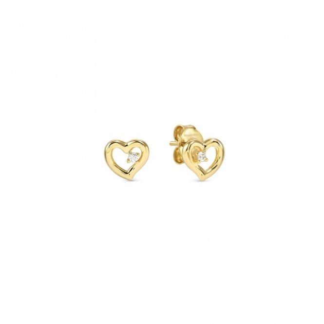 Nomination  Dreams Beats CZ Heart Yellow Gold Tone Stud Earrings