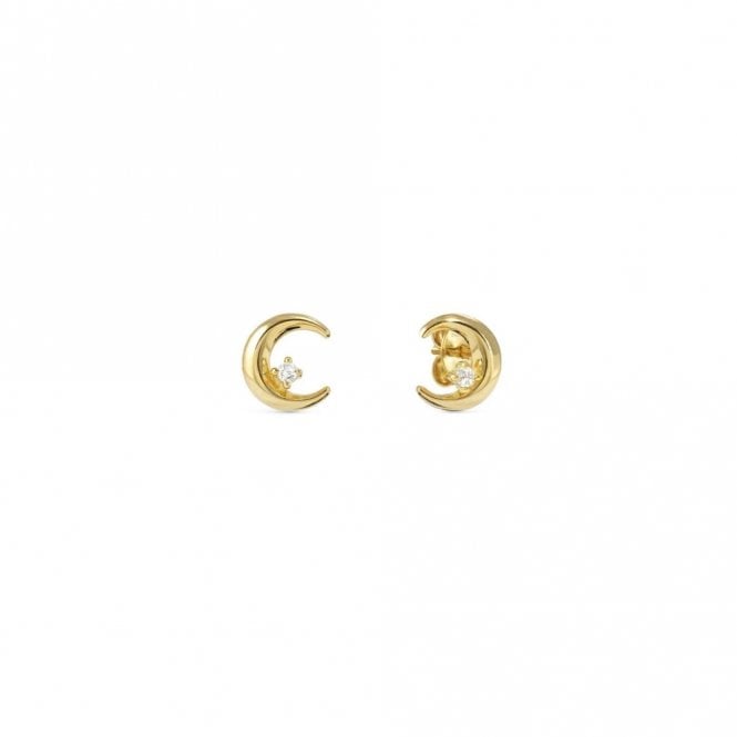 Nomination  Dreams Beats CZ Moon Yellow Gold Tone Stud Earrings
