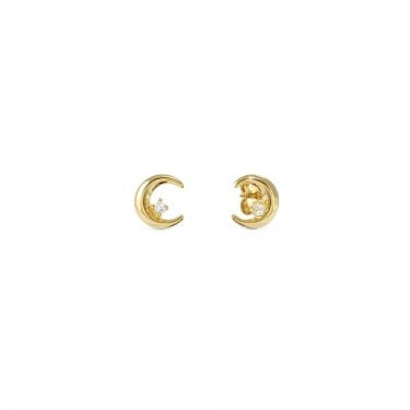 Nomination Dreams Beats CZ Moon Yellow Gold Tone Stud Earrings