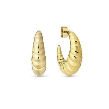 Nomination Ecclettica Croissant Textured Gold Tone Hoop Earrings 25mm