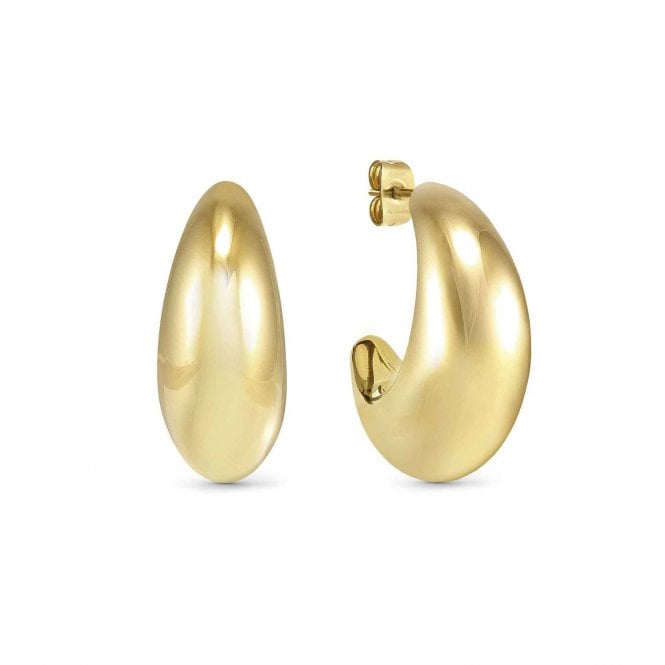 Nomination  Ecclettica Moon Shape Large Gold Tone Hoop Earrings 27mm 