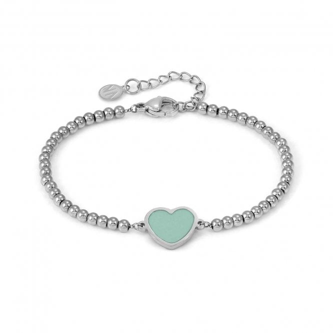 Nomination  Emosfere Mint Green Enamel Heart Beaded Bracelet 1.2 x 1.05cm, 15-18cm