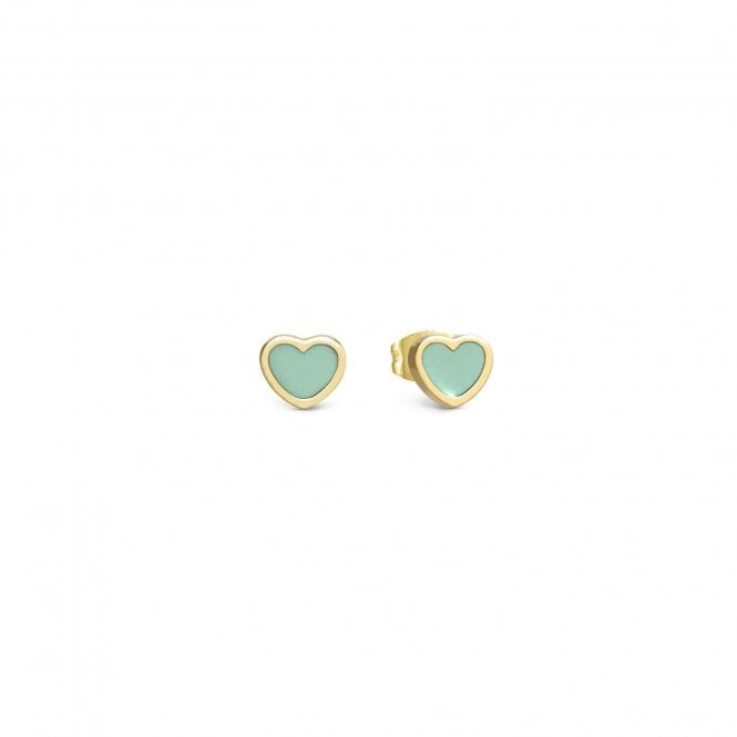 Nomination  Emosfere Mint Green Enamel Heart Gold Tone Stud Earrings 0.7 x 0.6cm