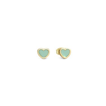 Nomination Emosfere Mint Green Enamel Heart Gold Tone Stud Earrings 0.7 x 0.6cm