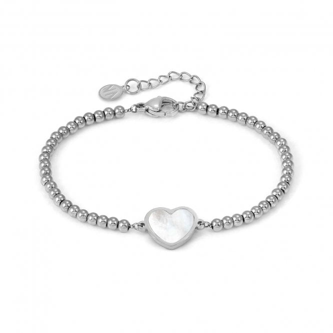 Nomination  Emosfere Mother of Pearl Enamel Heart Beaded Bracelet 1.2 x 1.05cm, 15-18cm
