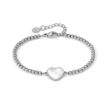 Nomination Emosfere Mother of Pearl Enamel Heart Beaded Bracelet 1.2 x 1.05cm, 15-18cm