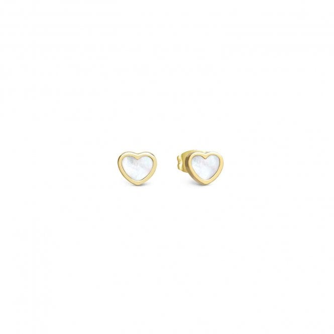 Nomination  Emosfere Mother of Pearl Enamel Heart Gold Tone Stud Earrings 0.7 x 0.6cm