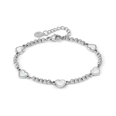 Nomination Emosfere Mother of Pearl Enamel Multi Hearts Beaded Bracelet 0.7 x 0.6cm, 16-19cm