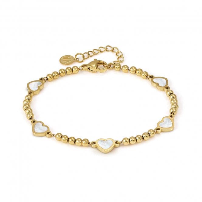 Nomination  Emosfere Mother of Pearl Enamel Multi Hearts Beaded Gold Tone Bracelet 0.7 x 0.6cm, 16-19cm