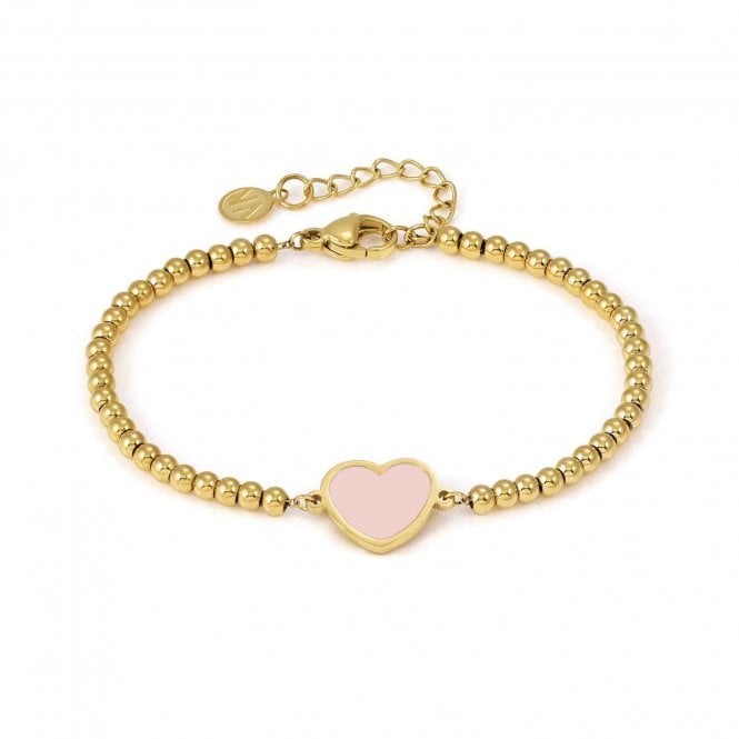 Nomination  Emosfere Pink Enamel Heart Beaded Gold Tone Bracelet 1.2 x 1.05cm, 15-18cm
