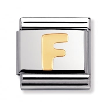 Nomination F Initial Yellow Gold 