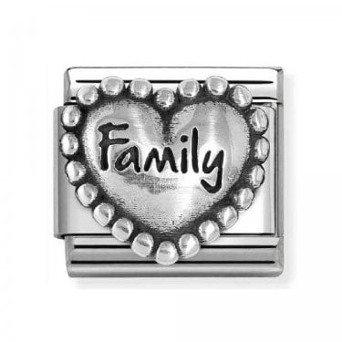 Nomination Family Beaded Trim Heart Silver Shine Charm