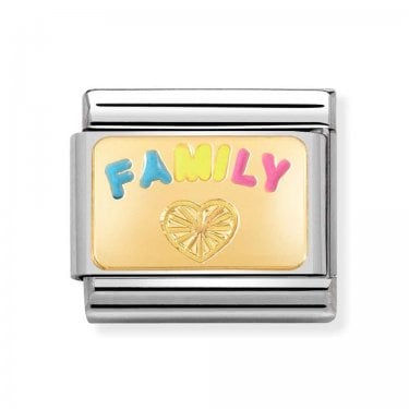 Nomination Family Plate with Heart Yellow Gold Charm