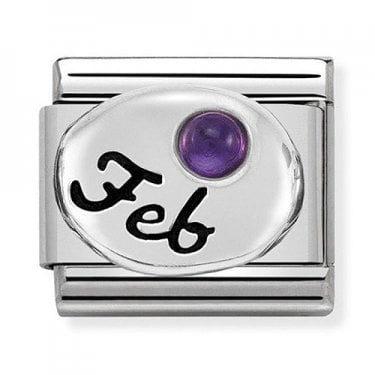 Nomination Feb Writing with Amethyst Birthstone Silver Shine