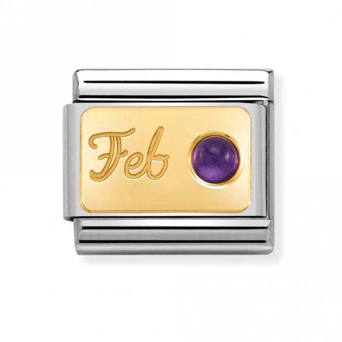 Nomination  February Amethyst Yellow Gold Charm