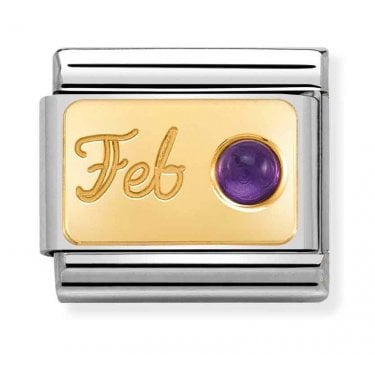Nomination February Amethyst Yellow Gold Charm
