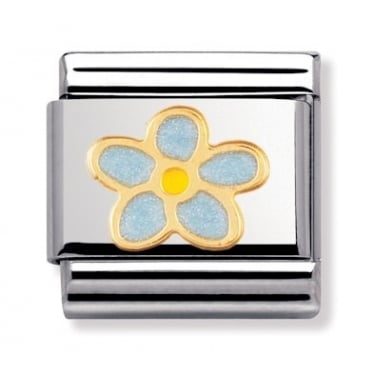 Nomination Forget Me Not Blue Flower Yellow Gold
