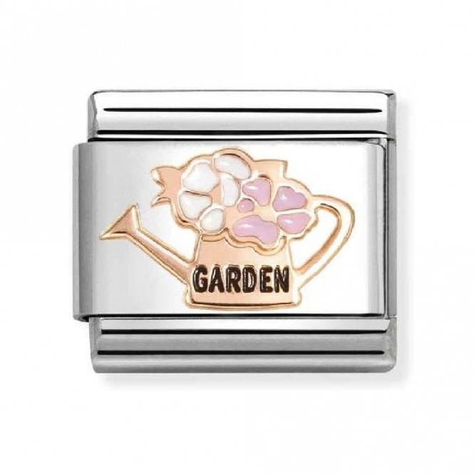 Nomination  Garden Watering Can with Flowers Rose Gold Charm