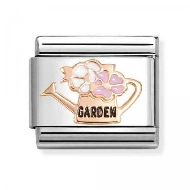 Nomination Garden Watering Can with Flowers Rose Gold Charm