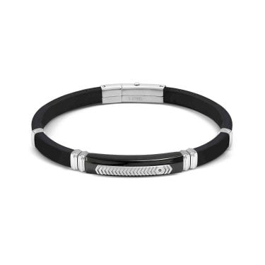 Nomination Gents City Black CZ Black Rubber & Stainless Steel Bracelet 3.5 x 0.7cm, 19-21cm