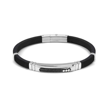 Nomination Gents City Black PVD Black Rubber & Stainless Steel Bracelet 3.5 x 0.7cm, 19-21cm