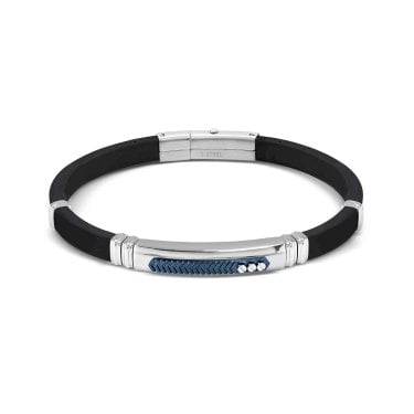 Nomination Gents City Blue PVD Black Rubber & Stainless Steel Bracelet 3.5 x 0.7cm, 19-21cm