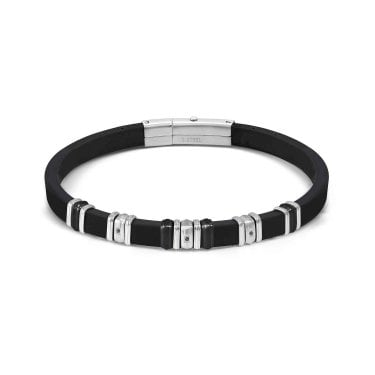 Nomination Gents City Energy Steel Black CZ Black Rubber & Stainless Steel Bracelet 0.5cm, 19-21cm