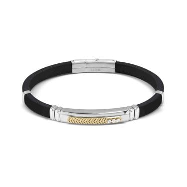 Nomination Gents City Gold PVD Black Rubber & Stainless Steel Bracelet 3.5 x 0.7cm, 19-21cm