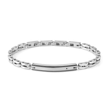 Nomination Gents Strong Diamond Black PVD Geometric Black Diamond Bar Bracelet 4 x 0.6cm, 19-22cm