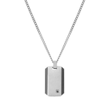 Nomination Gents Strong Diamond Black PVD Geometric Black Diamond Tag Necklace 1.2 x 1.8cm, 55cm 