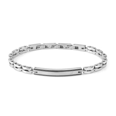 Nomination Gents Strong Diamond Black PVD Geometric White Diamond Bar Bracelet 4 x 0.6cm, 19-22cm 