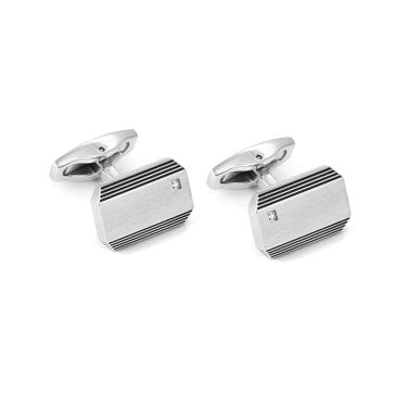Nomination Gents Strong Diamond Black PVD Geometric White Diamond Rectangular Cufflinks 1.2 x 1.8cm