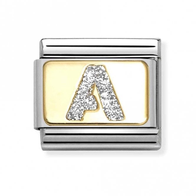 Nomination  Glitter A Initial Yellow Gold Charm