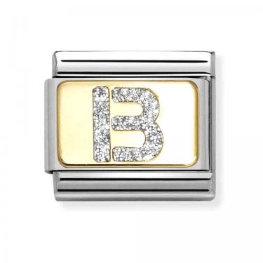 Nomination Glitter B Initial Yellow Gold Charm