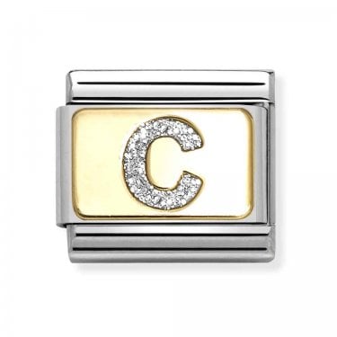 Nomination Glitter C Initial Yellow Gold Charm