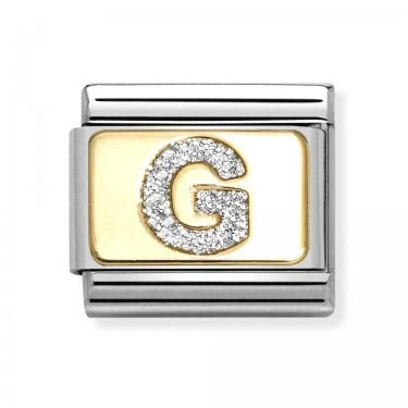 Nomination Glitter G Initial Yellow Gold Charm