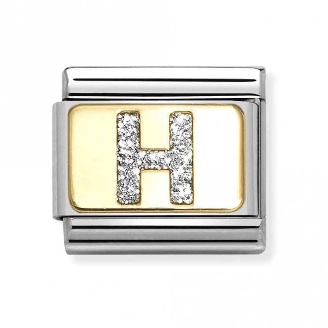 Nomination  Glitter H Initial Yellow Gold Charm