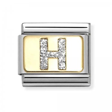 Nomination Glitter H Initial Yellow Gold Charm