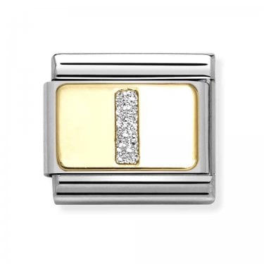 Nomination Glitter I Initial Yellow Gold Charm