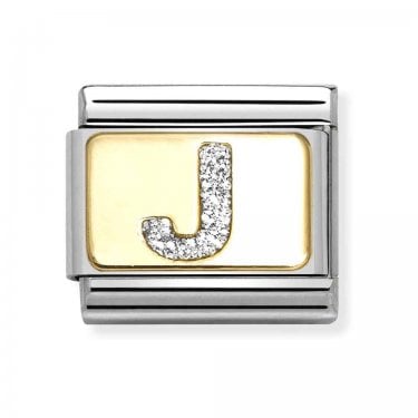 Nomination Glitter J Initial Yellow Gold Charm