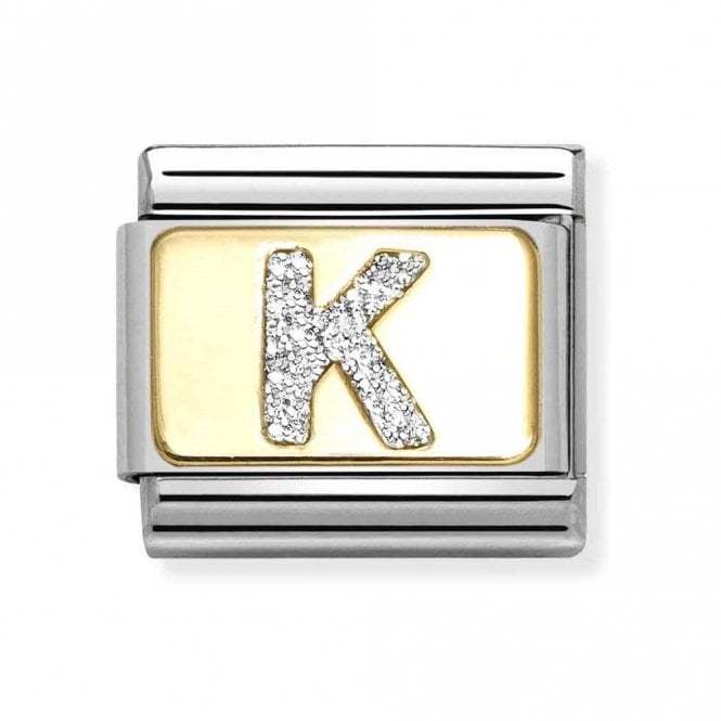 Nomination  Glitter K Initial Yellow Gold Charm