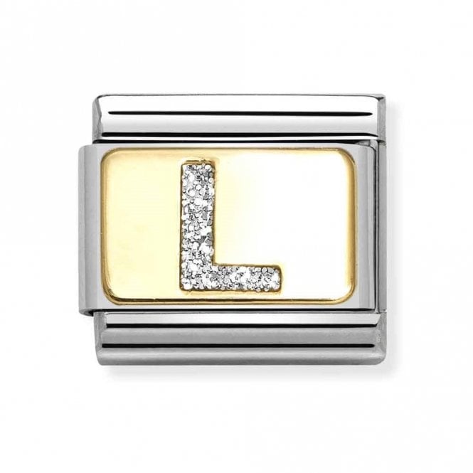 Nomination  Glitter L Initial Yellow Gold Charm