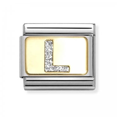 Nomination Glitter L Initial Yellow Gold Charm
