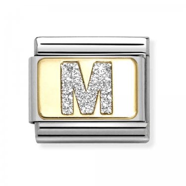 Nomination Glitter M Initial Yellow Gold Charm