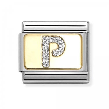 Nomination Glitter P Initial Yellow Gold Charm