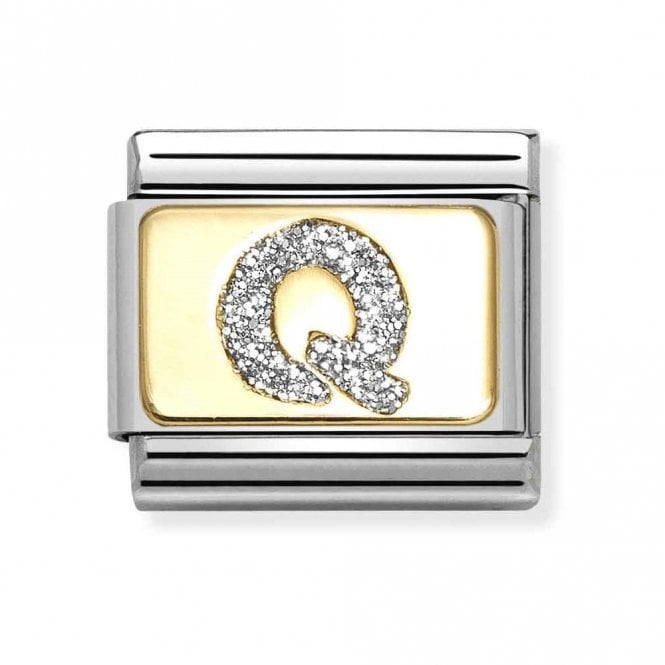 Nomination  Glitter Q Initial Yellow Gold Charm