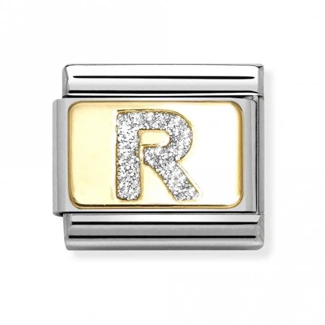 Nomination  Glitter R Initial Yellow Gold Charm